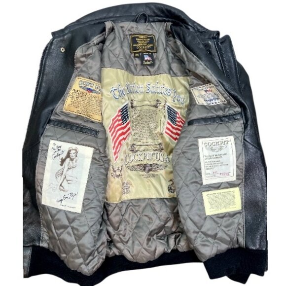 Cockpit NYC A-2 Airforce US Army Leather Bomber Jacket Medium Pre-Loved - Picture 5 of 8